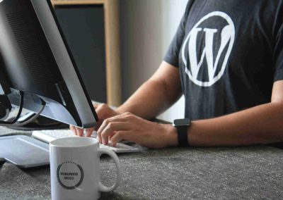 User working on computer using Wordpress CMS | CoencE Web Development & Marketing